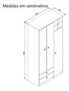 Ver imagem 4 de Guarda Roupa Armário Roupeiro Cabideiro 3 Portas 2 Gavetas 4 Nichos Quarto Infantil Branco