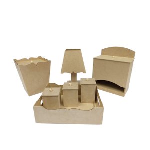 Kit Bebe Higiene Madeira Mdf Cru 7 peças Liso
