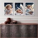 Ver imagem 2 de Kit 3 Quadros Decorativos Anjo Criança 45x34cm - com Vidro:moldura Branca