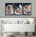 Ver imagem 1 de Kit 3 Quadros Decorativos Anjo Criança 45x34cm - com Vidro:moldura Branca