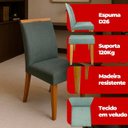 Ver imagem 3 de Kit 8 Cadeira de Jantar Emily Estofada Veludo Cinza Pé de Madeira Castanho - Arkell