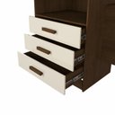 Ver imagem 5 de Guarda-Roupa Solteiro 5 Portas 3 Gavetas com Cabeceira e Baú Yescasa Marrom/Off White