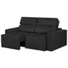 Sofá 3 Lugares Vitória Retrátil e Reclinável Suede Amassado - Preto - 1