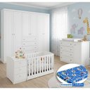 Ver imagem 1 de Quarto Infantil Americano 6 Portas com Berço Multifuncional Atlanta Ambiente Branco Fosco e Colchã