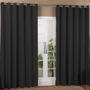 Cortina para Sala ou Quarto 5,00x2,80m Blackout Tecico para Varão de 4 Metros - Preto