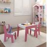 Conjunto de Mesa Infantil com 2 Cadeiras Mdf Diana Rosa e Branco - 1