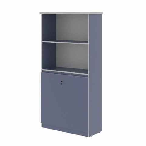 Estante Opala 2 Portas 3 Prateleiras MDF MDP Azul Plata Móveis