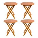 Ver imagem 1 de Kit 4 Mesas Redondas Dobráveis em Madeira Maciça 70x70 Mel Ideal para Bares e Restaurantes