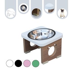 Comedouro Elevado Pet para Cachorro Mdf Colors - Inox - Branco - 5