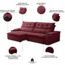 Ver imagem 3 de Sofá Retrátil 3 Lugares com Porta Copo 250cm Malta F05 Veludo Vinho - Mpozenato