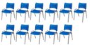 Ver imagem 2 de Cadeira Iso Base Cinza, Igreja, Escola, Escritório - Azul Kit 11 Peças
