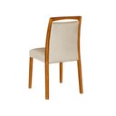 Ver imagem 5 de Kit 8 Cadeiras de Jantar Estofadas Jade Linho Bege Base Madeira Maciça Mel