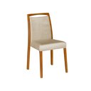 Ver imagem 3 de Kit 8 Cadeiras de Jantar Estofadas Jade Linho Bege Base Madeira Maciça Mel