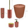 Kit Banheiro Groove 5 Peças Lixeira Porta Escovas Lavabo Luxo - Terracota - 4