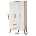 Ver imagem 4 de Guarda Roupa Infantil Suna 3 Portas 2 Gavetas Carvalho Americano Branco Tx - Incorplac