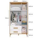 Ver imagem 3 de Guarda Roupa Infantil Suna 3 Portas 2 Gavetas Carvalho Americano Branco Tx - Incorplac