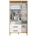 Ver imagem 2 de Guarda Roupa Infantil Suna 3 Portas 2 Gavetas Carvalho Americano Branco Tx - Incorplac