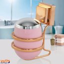 Ver imagem 6 de Suporte Porta Algodão Cotonete Fixação Ventosa Rose Gold - Rosa Claro