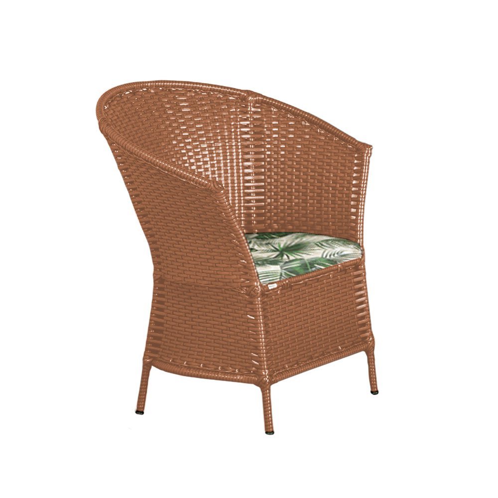 Conjunto 2 Poltronas e Mesa de Centro em Aço e Junco Madeira Pampeano Simples Assento Folha Verde - 3