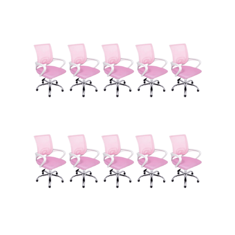 Cadeira de Escritório Oficial Begonia Tela Mesh Ergonômica - Rosa - 10