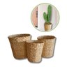 Kit com 3 Cesto Balaio Cachepot Palha de Milho P M G - 5