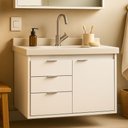 Ver imagem 1 de Gabinete para Banheiro Unik 80cm com Pia Lavatorio Suspenso Fimap Montado Branco