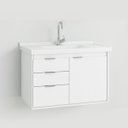 Ver imagem 2 de Gabinete para Banheiro Unik 80cm com Pia Lavatorio Suspenso Fimap Montado Branco