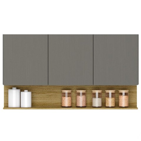 Armario Aereo 3 Portas 120cm 2959 Gris KTP