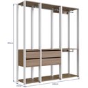 Ver imagem 3 de Guarda Roupa Closet 3pçs Cabideiro Gavetas Branco e Montana