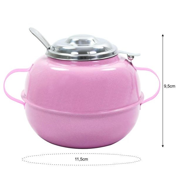 Açucareiro Aço Inox 500g Com Colher - Cores - Rosa - 4