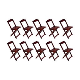 Kit 10 Cadeiras de Madeira Dobravel Imbuia - 1