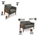 Ver imagem 5 de Kit 1 Sofá Namoradeira e 2 Poltronas Lana Suede Base de Madeira - D’Rossi Cor Grafite