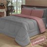 Jogo de Cama 5 Peças Elegance Dupla Face Casal Queen Cotex Cor: Cinza e Rosa - 2