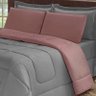 Jogo de Cama 5 Peças Elegance Dupla Face Casal Queen Cotex Cor: Cinza e Rosa - 3