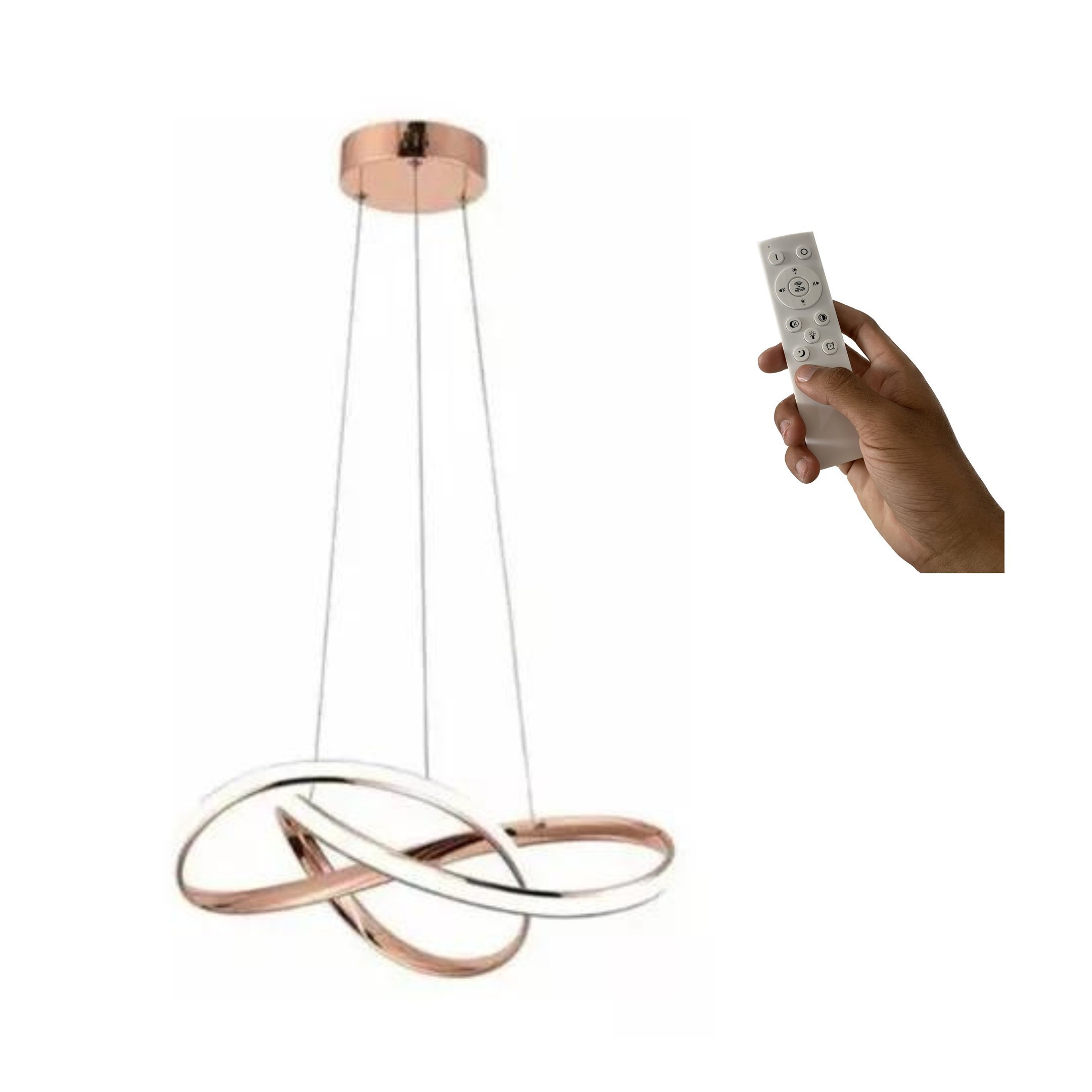 Lustre Led Luxo Moderno 45w 50 cm Rose C/ Controle