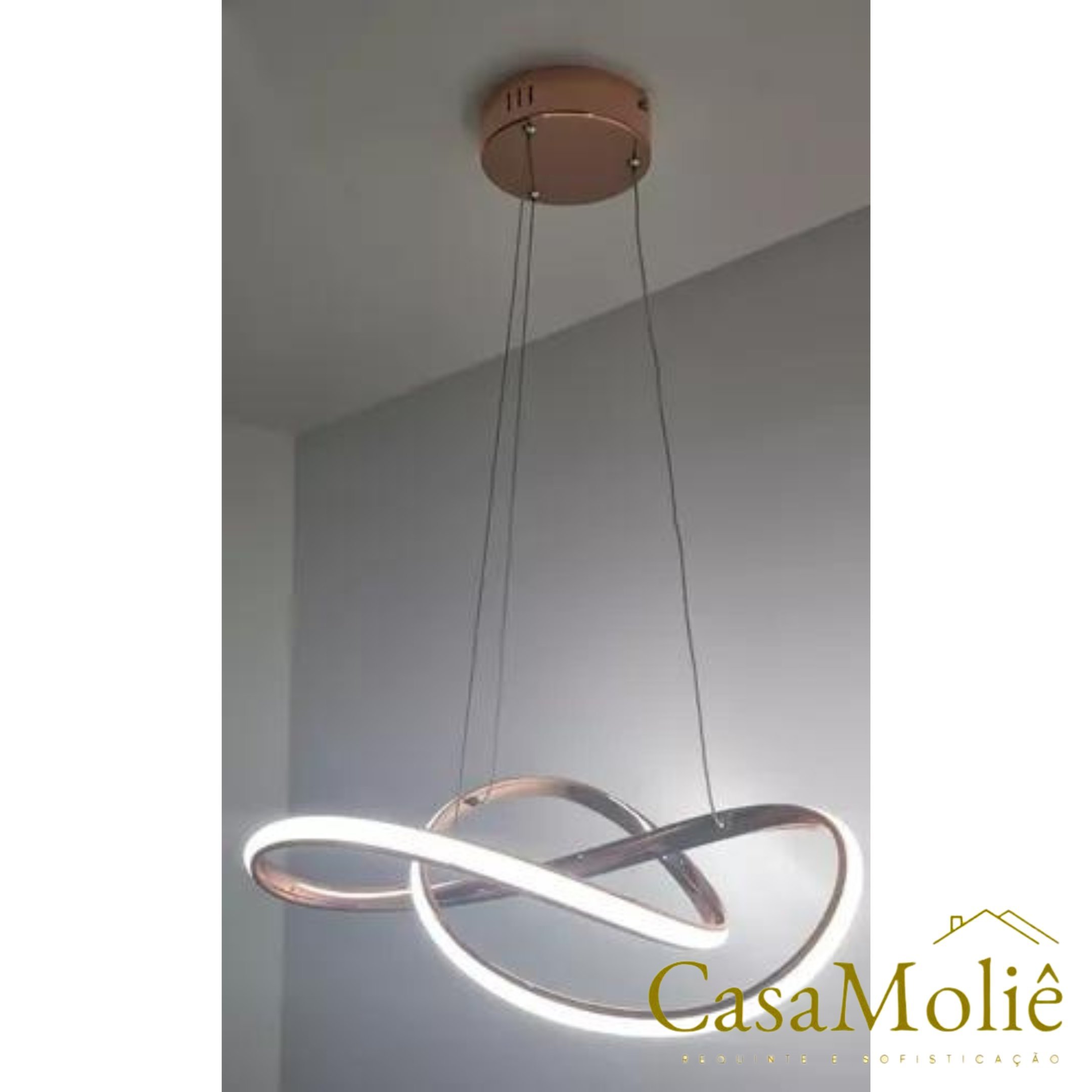 Lustre Led Luxo Moderno 45w 50 cm Rose C/ Controle - 6