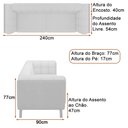 Ver imagem 2 de Sofá 3 Lugares Coin Living 240cm Linho Fendi - Sallar Home