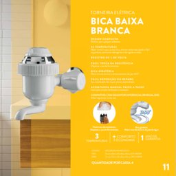Torneira Elétrica Bica Baixa Branca 127v 4400w - E160 Sintex - 8