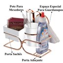 Ver imagem 2 de Kit Café Rosé Gold Porta Sachês Lixeira 5 Litros Basculante - Branco/Rosé Gold