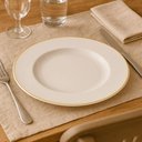 Ver imagem 2 de Kit 12 Pratos Rasos Jantar Branco Borda Dourada Porcelana 28