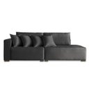 Ver imagem 1 de Sofá 4 Lugares Modulado Chaise Almofada Solta Molas Isa Be Linho Preto 2,5m