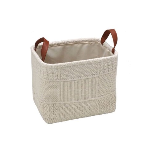 Cesta Decorativa em Poliéster Branco 33cm