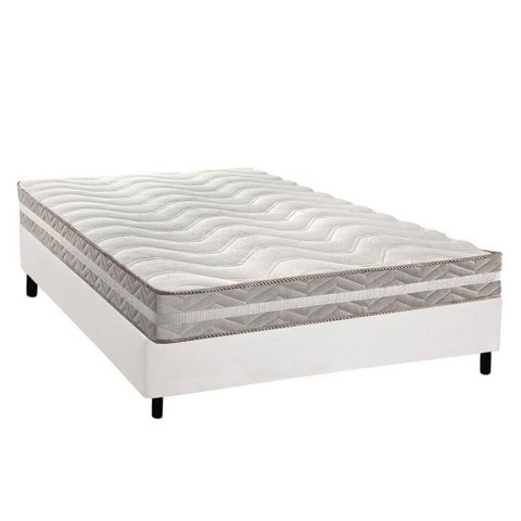 Conjunto Box Casal Colchão Espuma Paropas D33 D45 Pro Sono Double Face Prata + Base Crc Courano