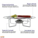 Ver imagem 2 de Rechaud Redondo 27 Cm Para Sopeiras E Bifeteira com Alças e Acendedor