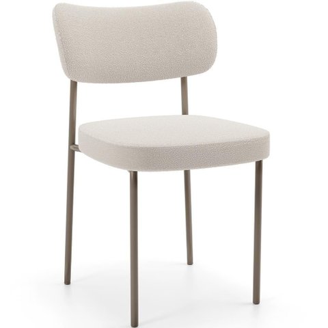 Cadeira Decorativa Sala de Jantar Melina Base Arena L02 Bouclê Cru - Lyam Decor