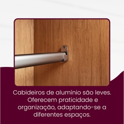 Guarda Roupa Casal MDF com Espelho 3 Portas de Correr Luna - 8
