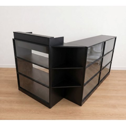Balcão Caixa Vitrine + 2 Expositores Lojas e Comércios 100% Mdf Preto - Suprema Móveis