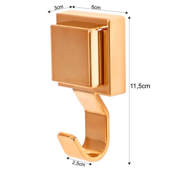 Gancho Cabide Banheiro Cobre Rosé Gold Fixação Ventosa - 3
