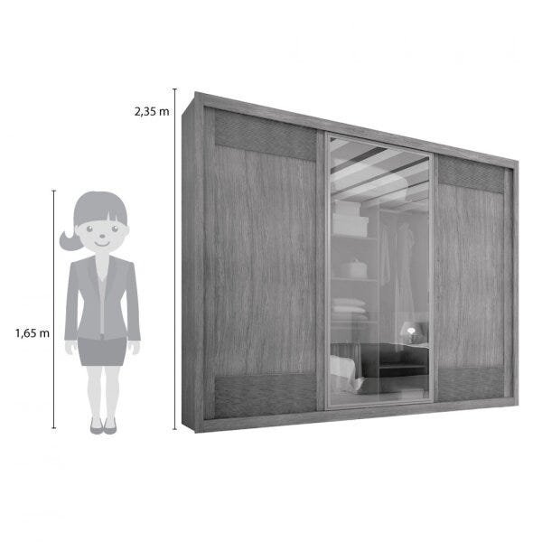 Guarda-Roupa Casal com 3 Portas Em Vidro/MDF Ravena Reflecta Rufato - 4