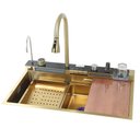 Ver imagem 1 de Cuba Gourmet Premium Inox Pia Torneira Lavador de Copos Mangueira Dispenser Dosador Cozinha Painel D